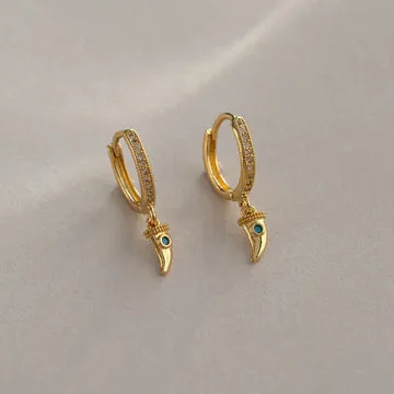 Timi of Sweden Bowyn horn hoop øreringe blå 10 mm