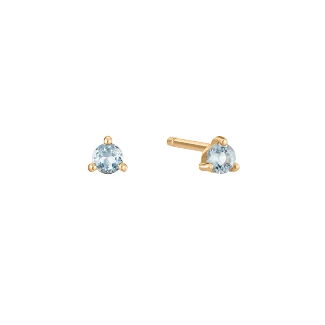 Bykjaergaard Fine ørestik 14 kt guld aquamarin single