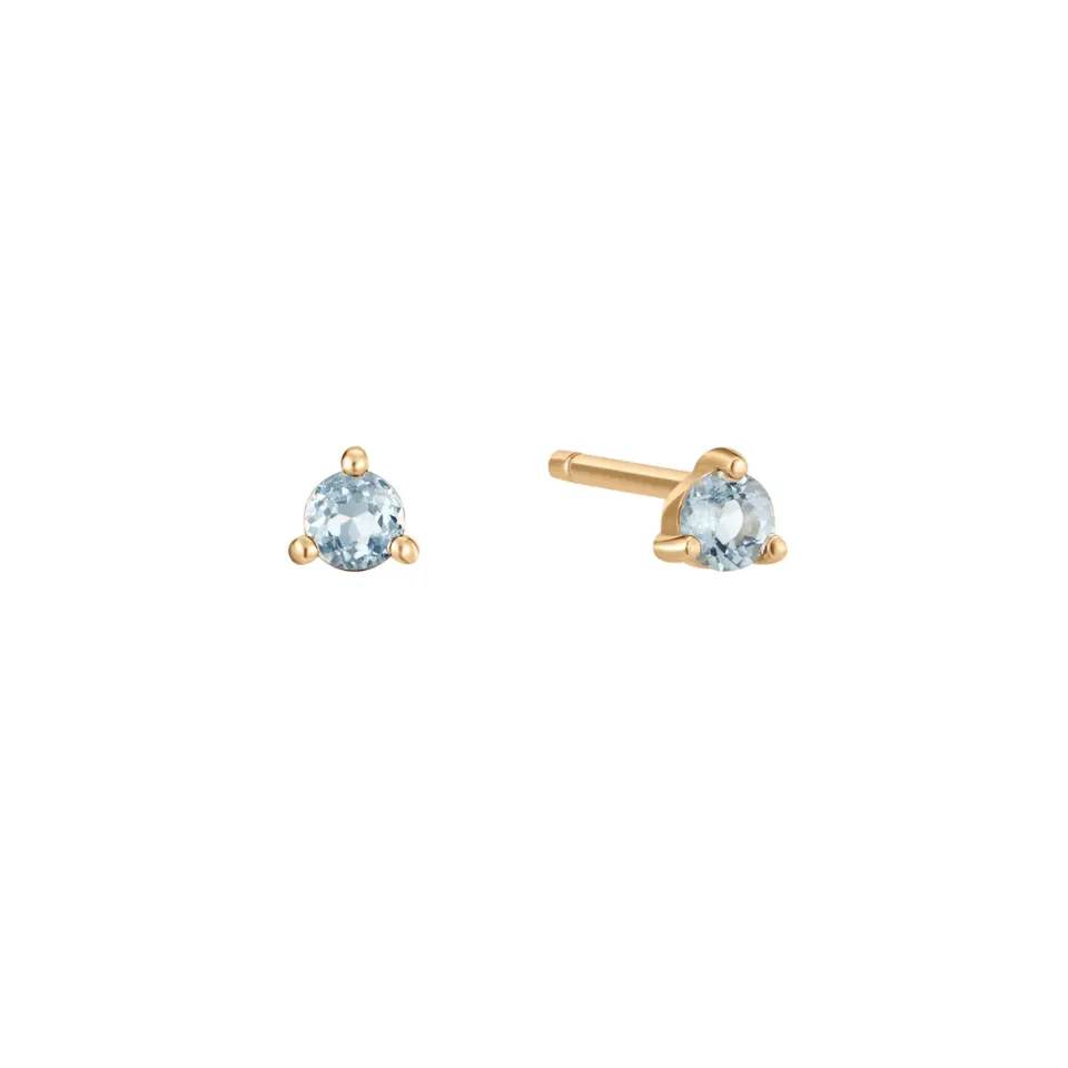 Bykjaergaard Fine ørestik 14 kt guld aquamarin single