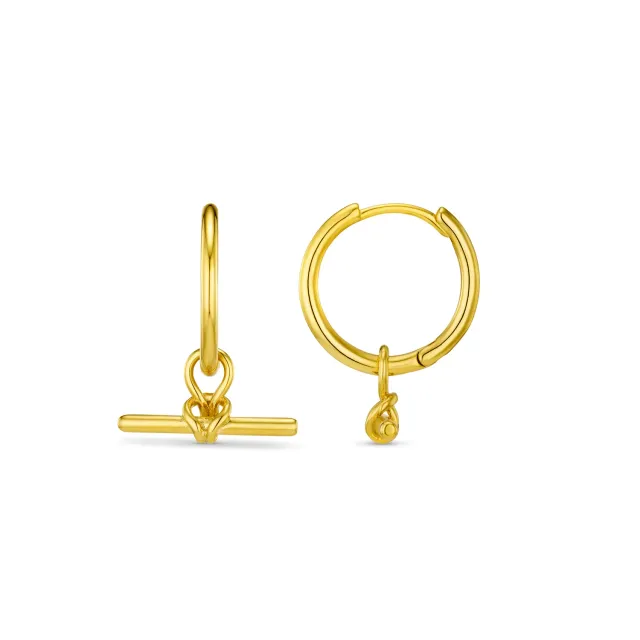 Orelia Dainty T-Bar Knot hoop øreringe forgyldt 2-i-1