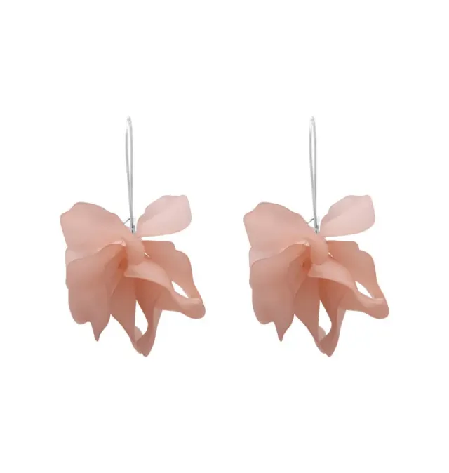 Wos Petal øreringe pink blad 6 cm