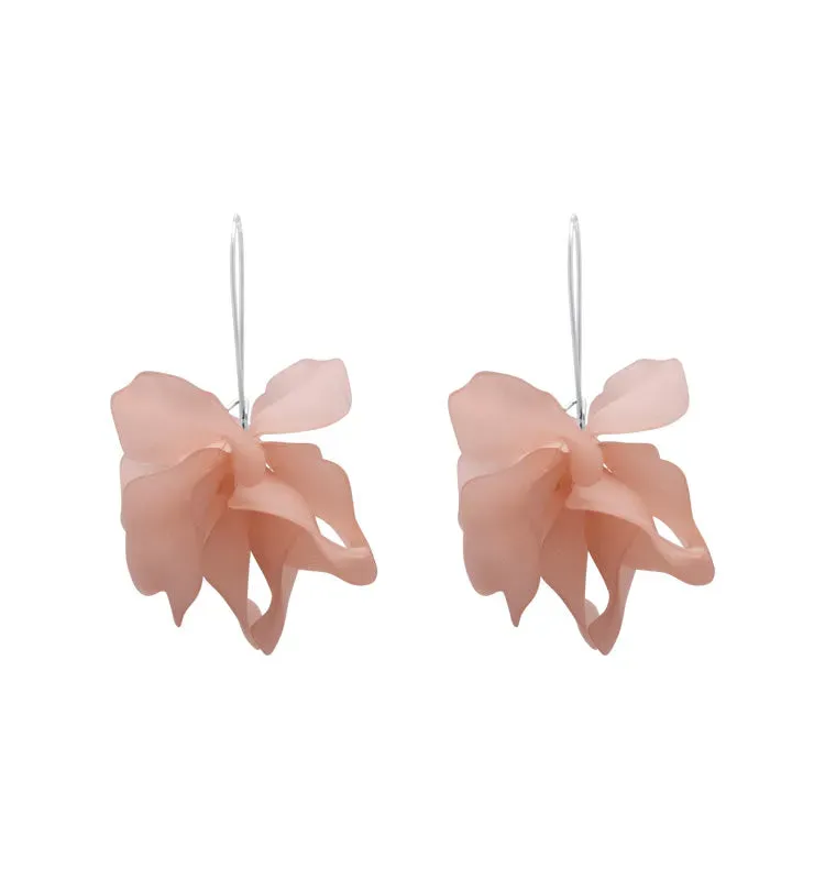 Wos Petal øreringe pink blad 6 cm