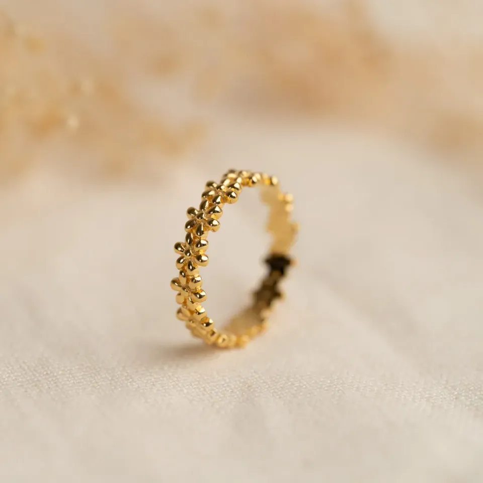 Sisi Copenhagen Ydun blomster ring forgyldt 5 mm