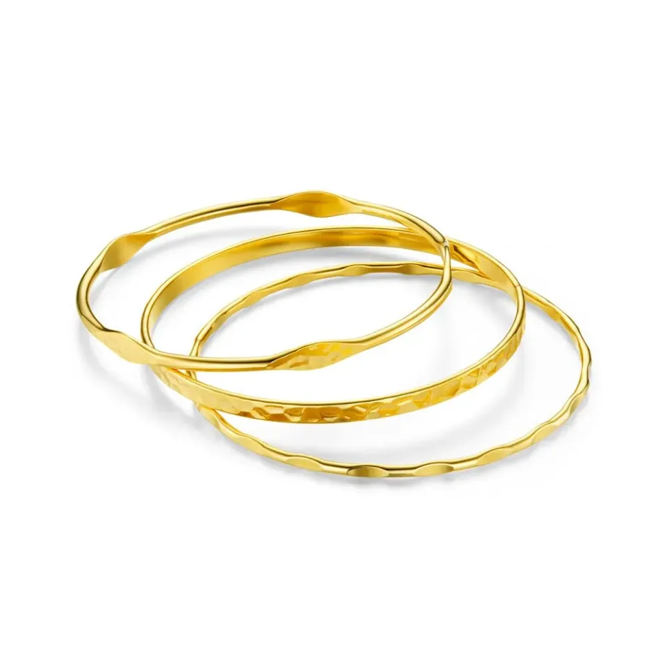 Orelia Mixed Textured armbånd guld 3-pak