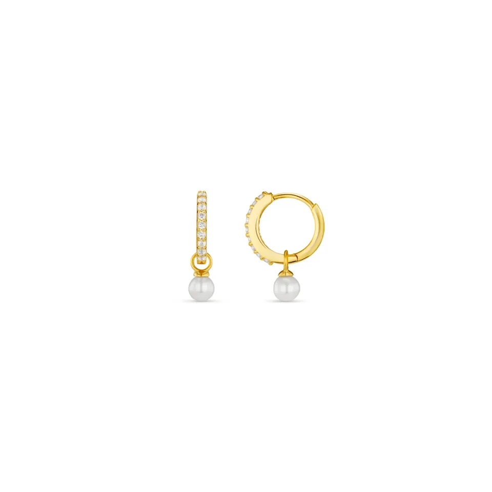 Orelia LUXE Pearl Huggie Hoop øreringe guld