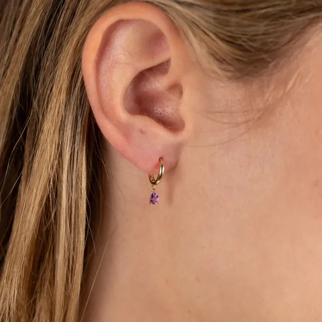 Sisi Copenhagen Paula Purple Amethyst øreringe par 9kt guld