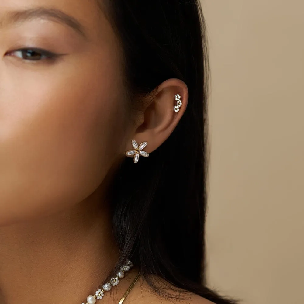 Orelia Curved Crystal Flower labret forgyldt krystal