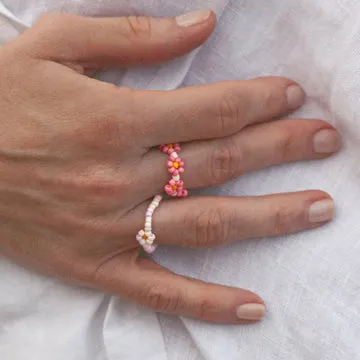 TIMI OF SWEDEN Elsa Flower Bead ring blomster justerbar