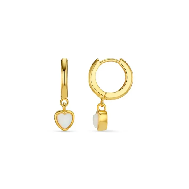 Orelia Opal Heart Drop huggie hoops forgyldt opal