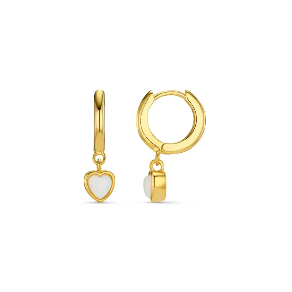 Orelia Opal Heart Drop huggie hoops forgyldt opal