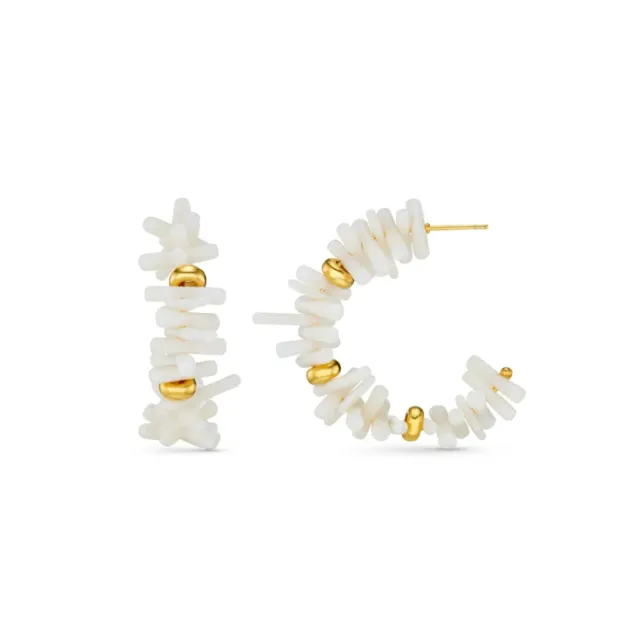 Orelia Coral Chip Bead hoop øreringe guld