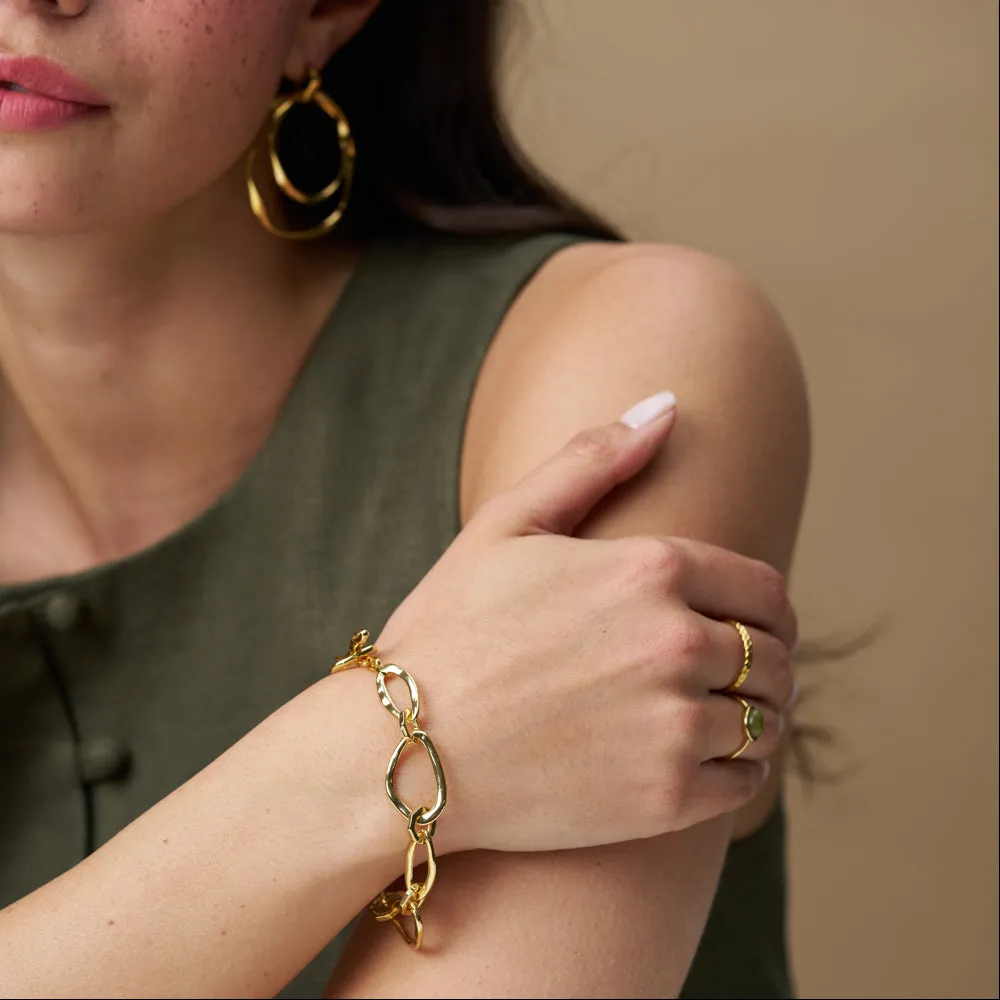 Orelia Organic Oval Link T-Bar armbånd guld chunky