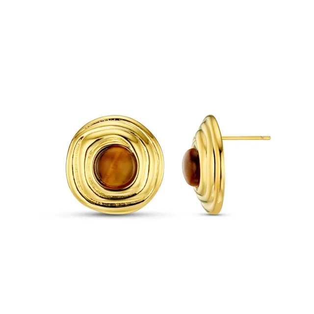 Orelia Tiger's Eye Dome studs semi-ædelsten
