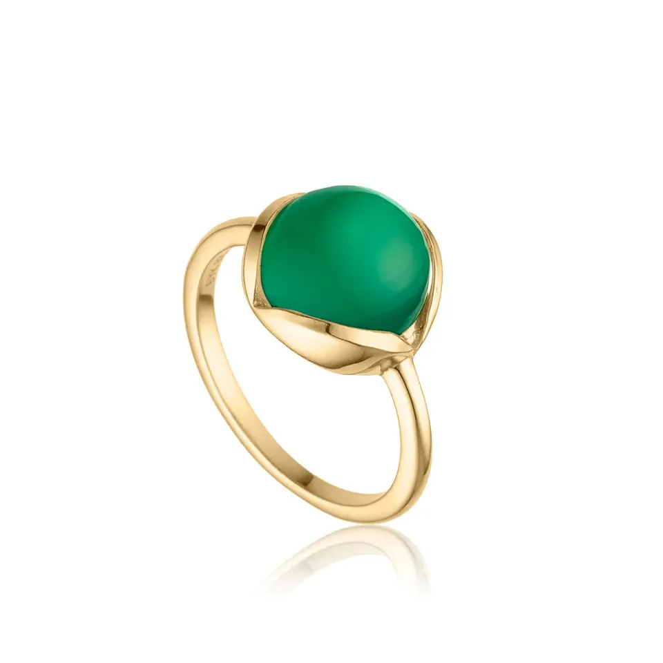 Bykjaergaard Glory ring forgyldt grøn onyx 52
