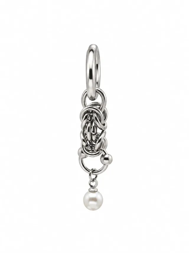 Wos Donna single ørering perle sølv 4,8 cm
