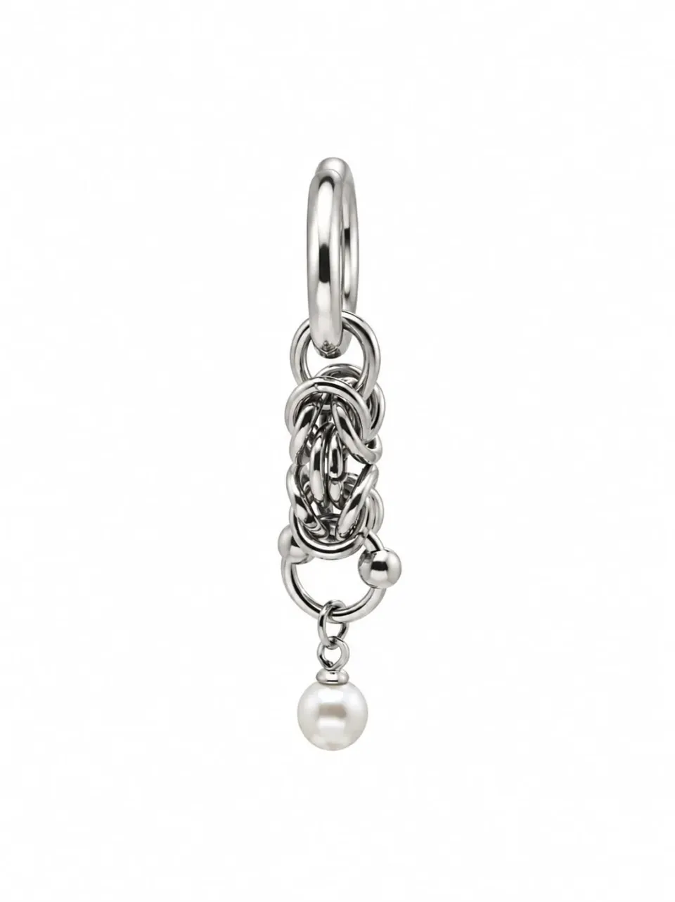 Wos Donna single ørering perle sølv 4,8 cm