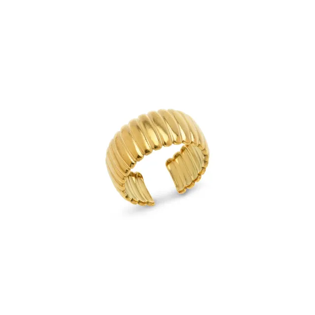 TIMI OF SWEDEN Nova ribbet ring rustfrit stål guld 9,5 mm