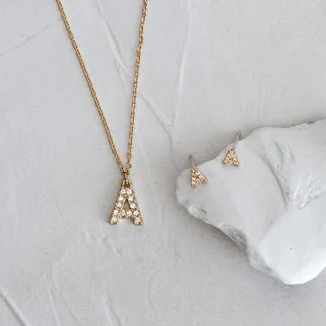 TIMI OF SWEDEN Crystal sæt halskæde øreringe bogstav