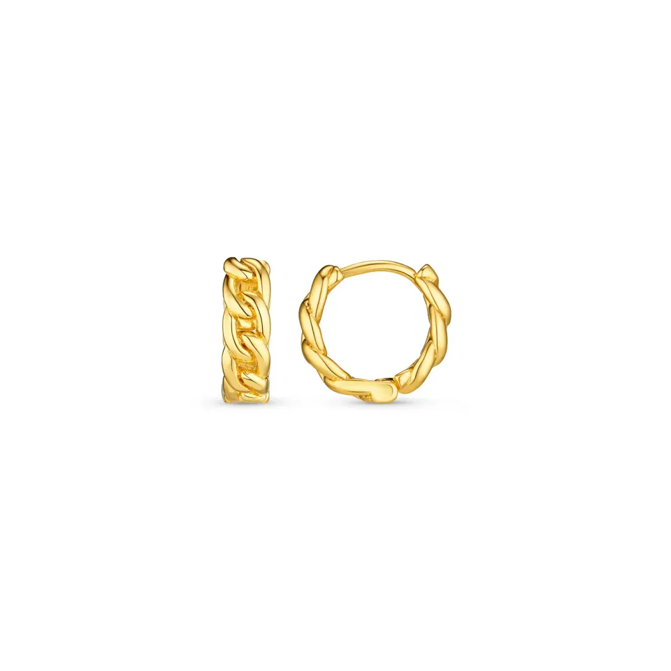 Orelia Mini Chain huggie øreringe guld kædemønster