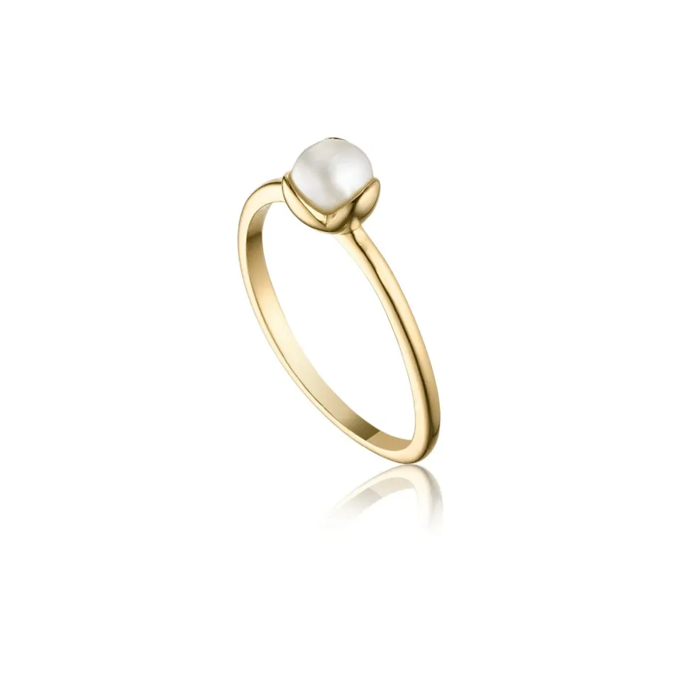 Bykjaergaard Glory petit ring forgyldt med perle