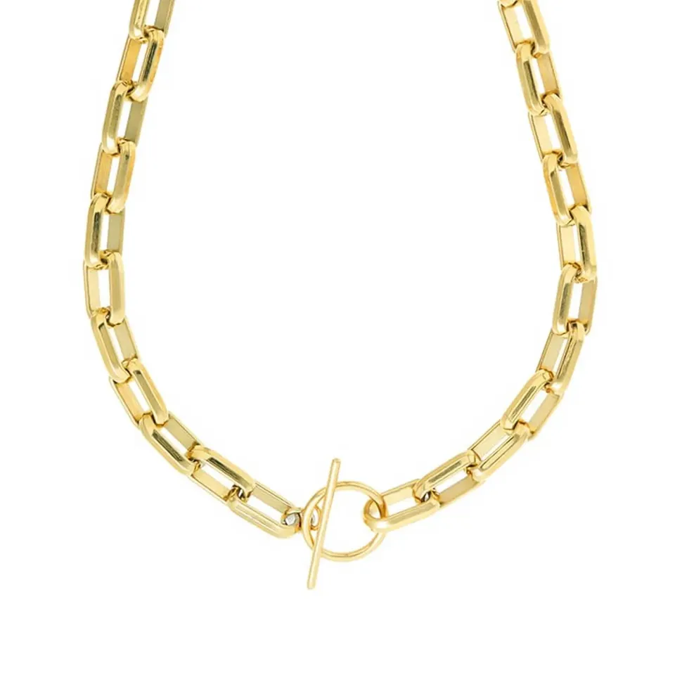 Orelia LUXE Rectangle Link T-Bar halskæde guld chunky