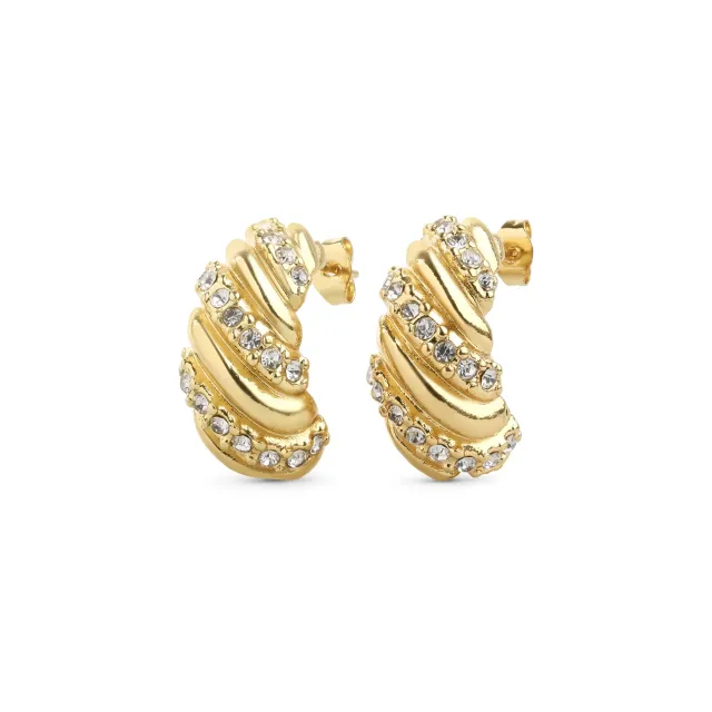 TIMI OF SWEDEN Coco Croissant Crystal ørestikker guld waterproof