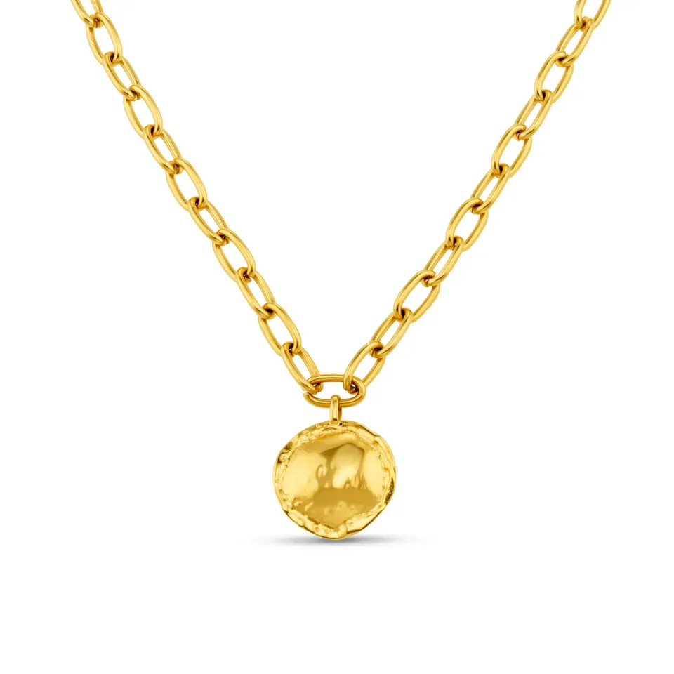 Orelia LUXE Oval Link Molten Coin halskæde forgyldt