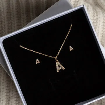 TIMI OF SWEDEN Crystal sæt halskæde øreringe bogstav
