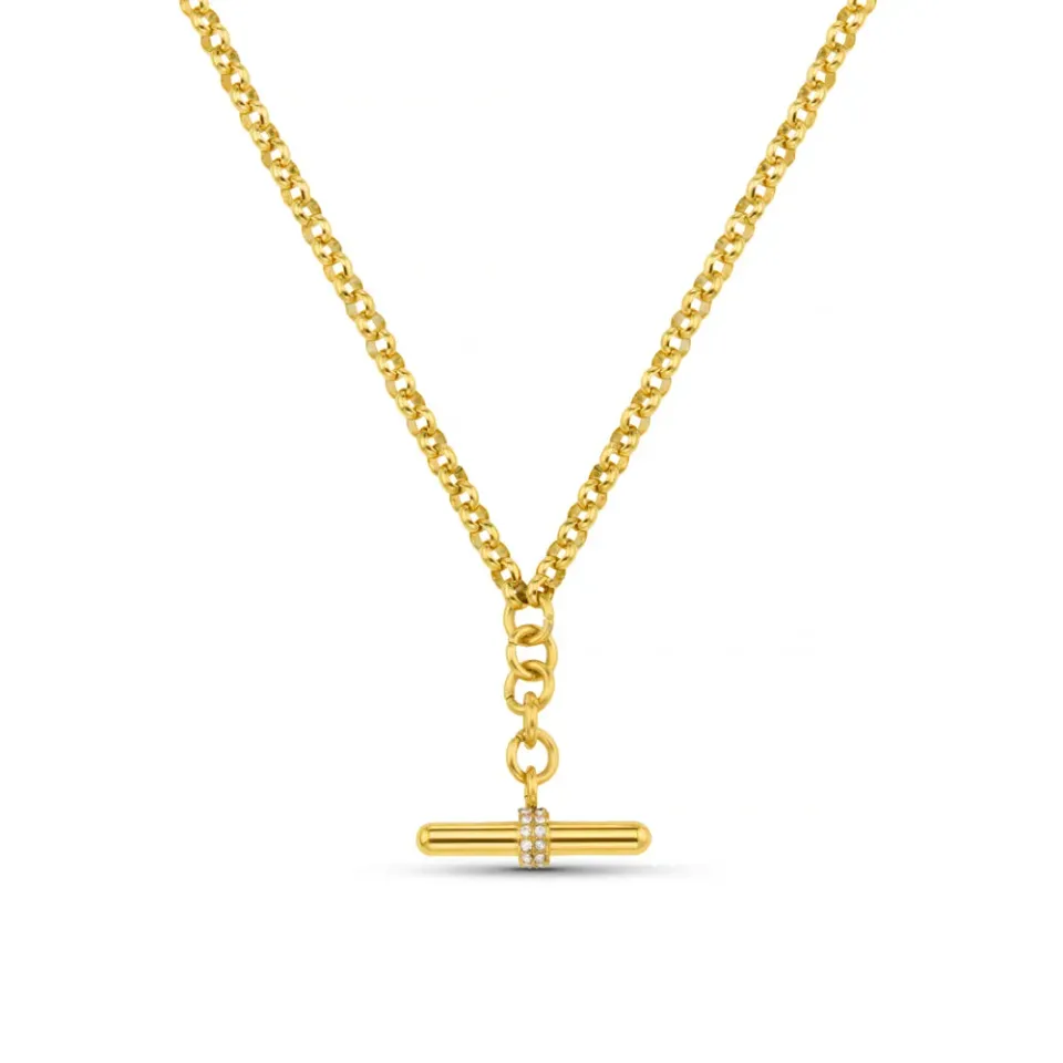 Orelia Luxe Pavé T-Bar Drop halskæde forgyldt