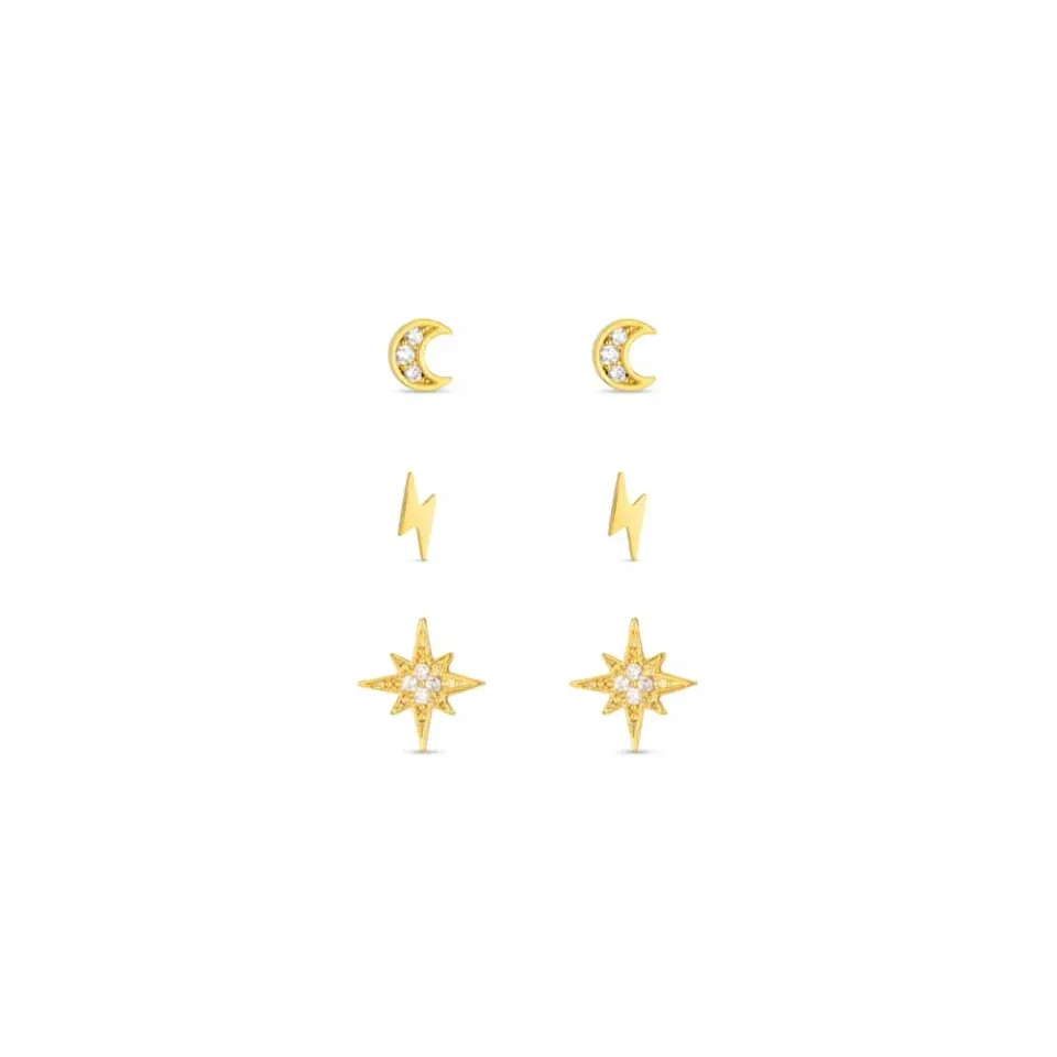 Orelia Celestial Stud Earring Pack øreringe 6 stk
