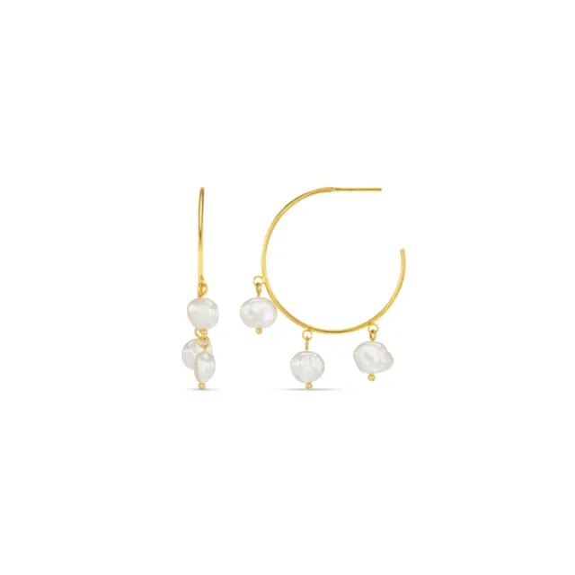 Orelia Fine Pearl Shaker Hoop øreringe guld