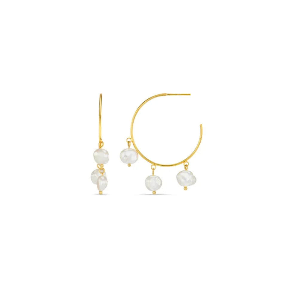 Orelia Fine Pearl Shaker Hoop øreringe guld