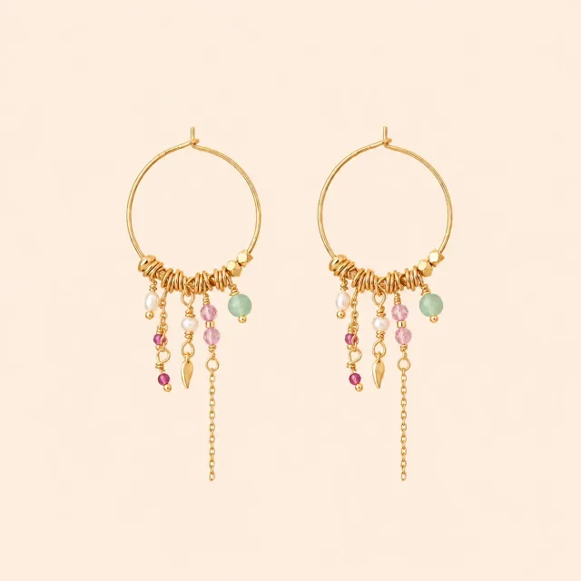 Lulo Jewelry Lucca øreringe 18K guldbelagt farvede sten