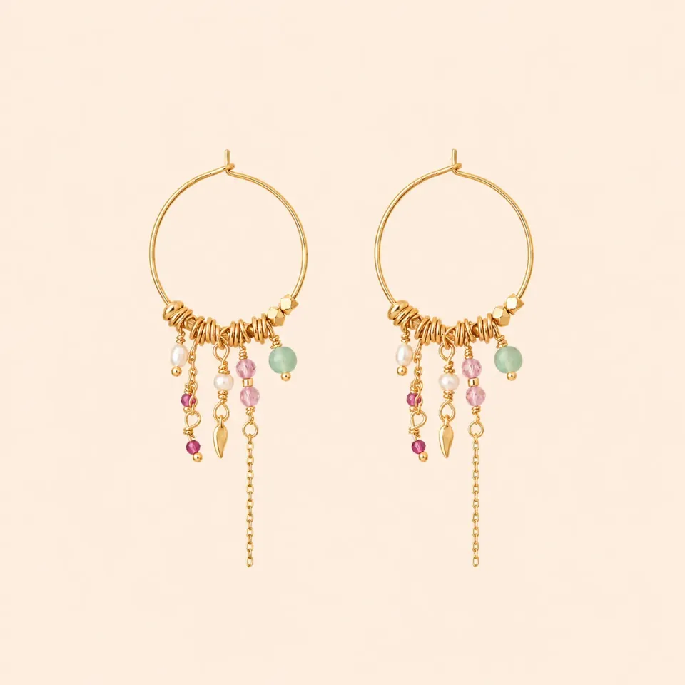 Lulo Jewelry Lucca øreringe 18K guldbelagt farvede sten