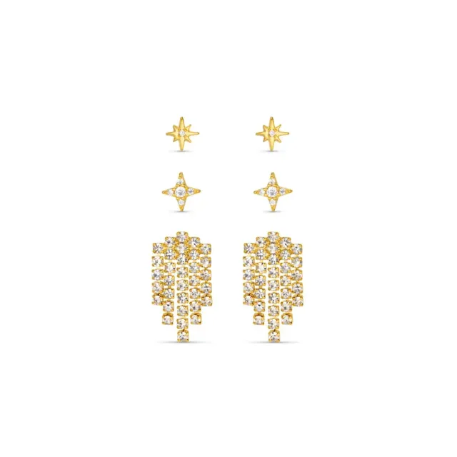 Orelia Starburst & Waterfall Ear Stacking Set øreringe guld 6 stk