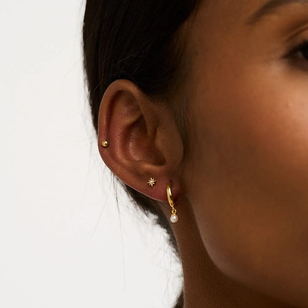 Orelia Pearl Drop Hoop & Starburst Pack øreringesæt guld