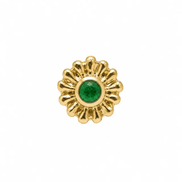 WOS UP Green Star studs øreringe guld single grøn sten