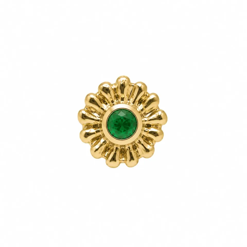 WOS UP Green Star studs øreringe guld single grøn sten