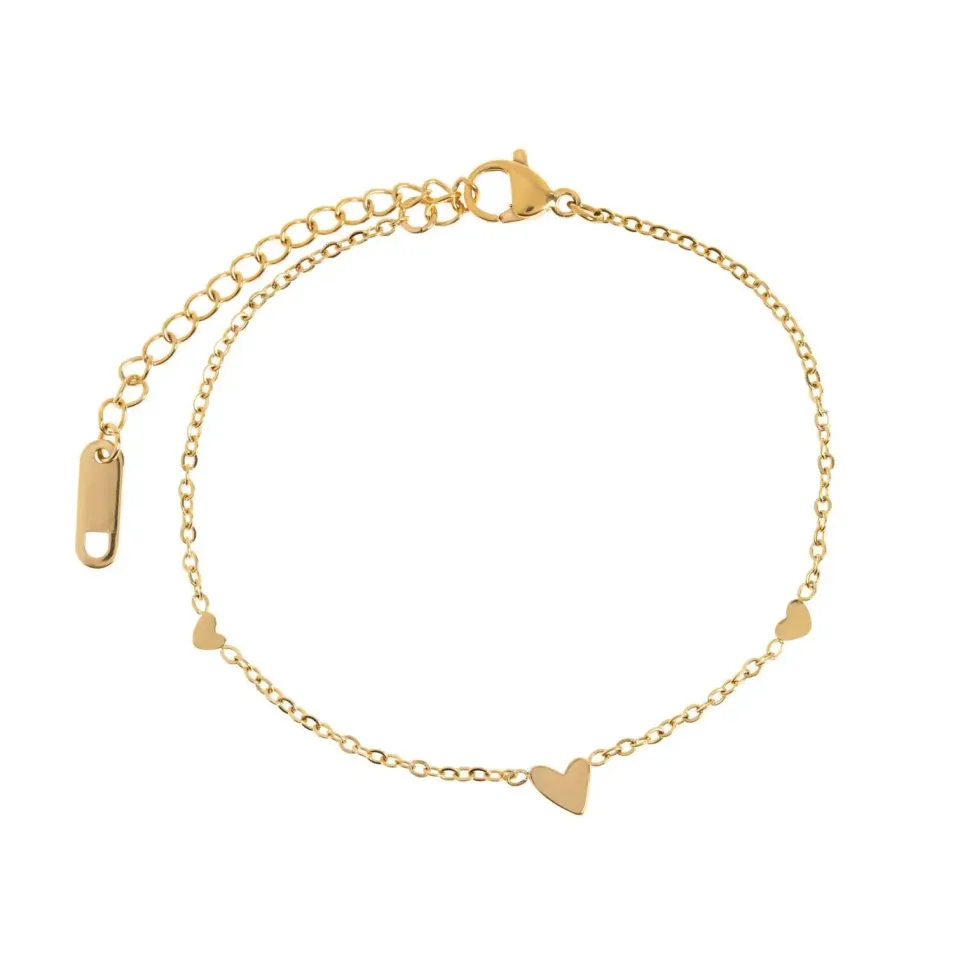 Timi of Sweden Sarah 3 hjerter armbånd guld vandtæt