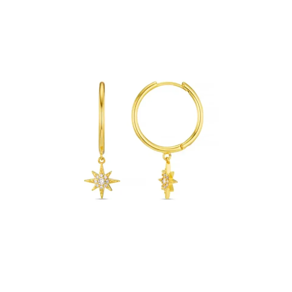 Orelia Pavé Starburst mid-size hoop øreringe guld