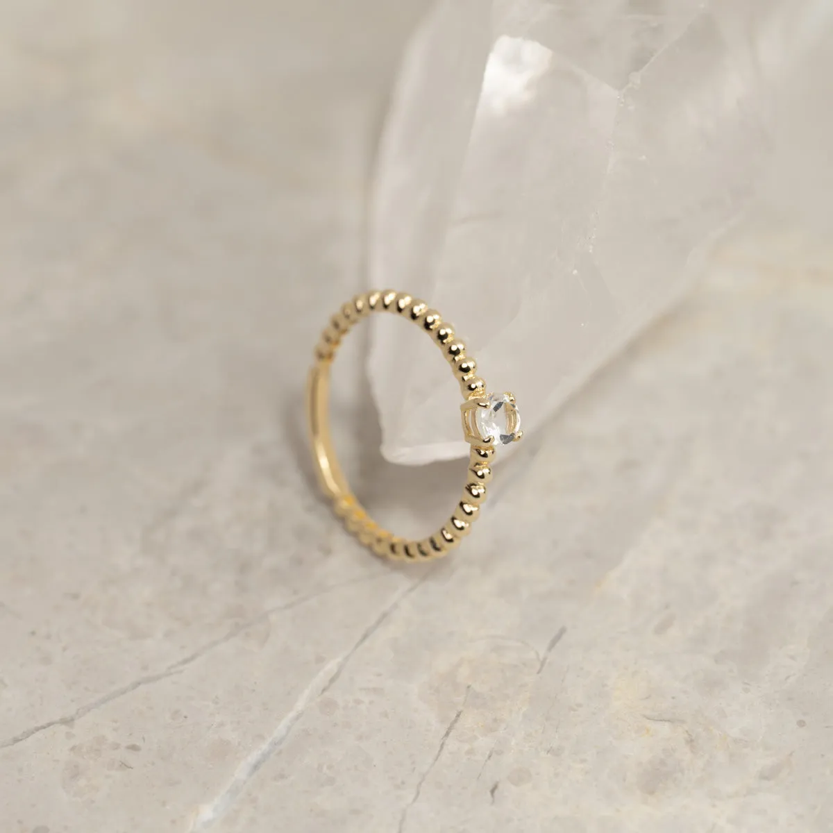 Sisi Copenhagen Ingrid Crystal solid gold ring guldring 9 karat zirkon