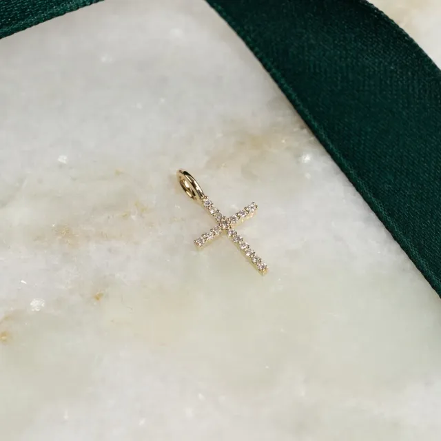 Sisi Copenhagen Cross 0,08 ct vedhæng guld 14 kt lab-diamant