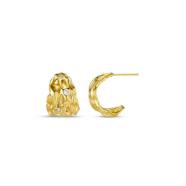 Orelia Molten Crystal Tapered hoops øreringe guld