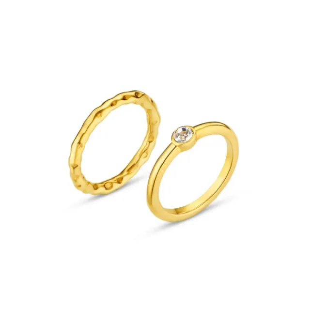 Orelia LUXE Crystal ringe 2-pak guld vandfaste