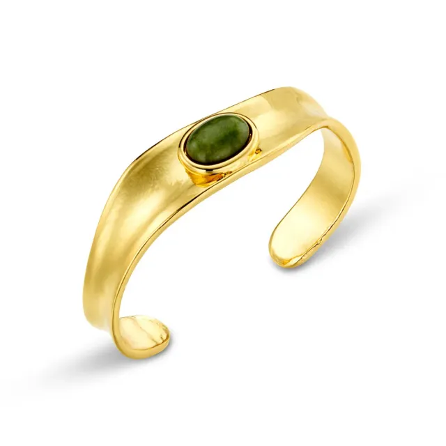 Orelia Organic Green Jade cuff armbånd forgyldt