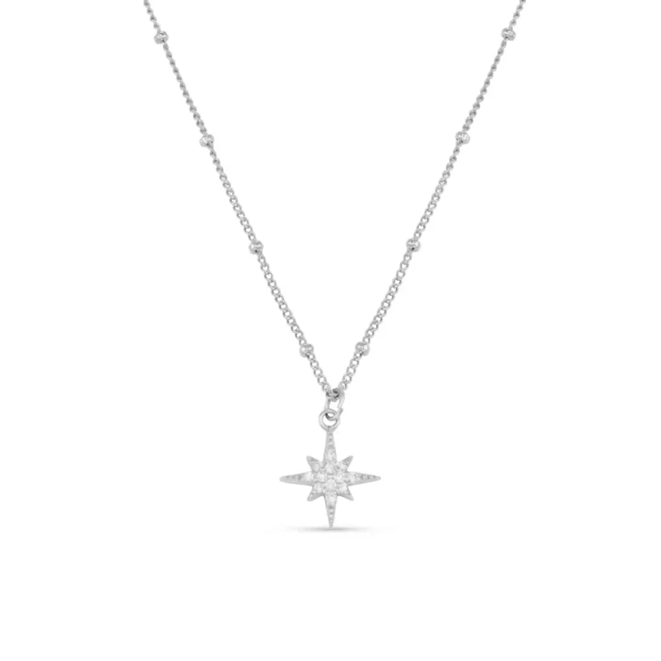 Orelia Pavé Starburst Satellite Chain Necklace halskæde sølv gaveæske