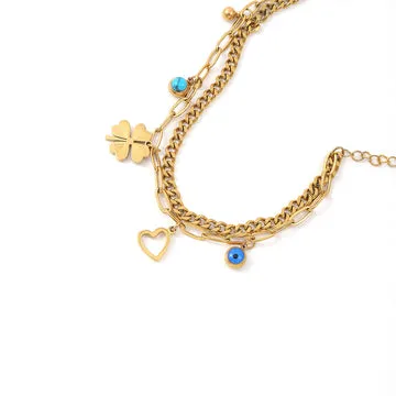 TIMI OF SWEDEN Edeline charm armbånd 16+5 cm forgyldt