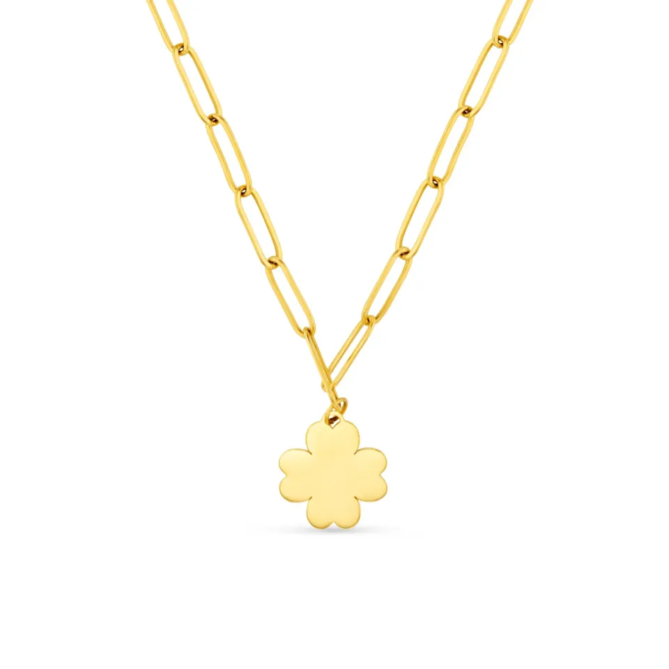 Orelia LUXE Polished Clover halskæde guld kløver