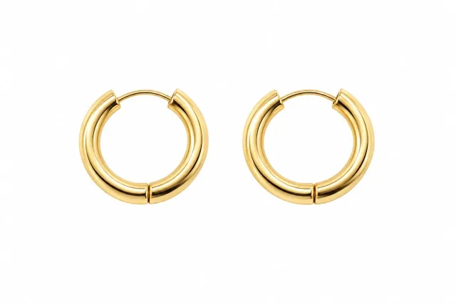 WOS UP Thick gold hoops 13mm creoler guld
