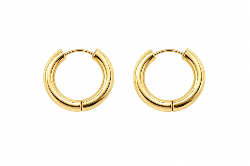 WOS UP Thick gold hoops 13mm creoler guld